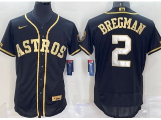 Nike Houston Astros #2 Alex Bregman Champion Flexbase Jersey Black Gold