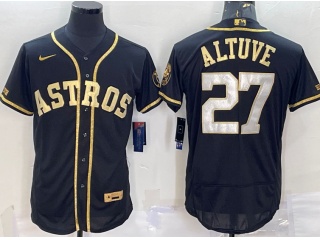 Nike Houston Astros #27 Jose Altuve Champion Flexbase Jersey Black Gold 