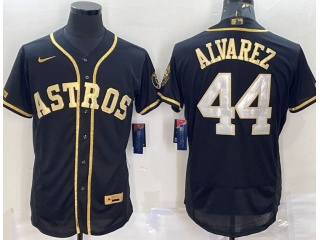 Nike Houston Astros #44 Yordan Alvarez Champion Flexbase Jersey Black Gold 