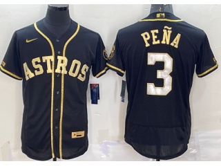 Nike Houston Astros #3 Jeremy Pena Champion Flexbase Jersey Black Gold