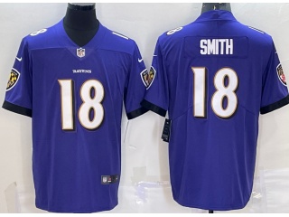 Baltimore Ravens #18 Roquan Smith Vapor Limited Jersey Purple