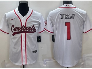 Arizona Cardinals #1 Kyler Murray Baseball Jersey White