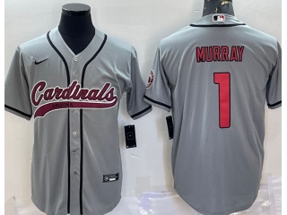 Arizona Cardinals #1 Kyler Murray Baseball Jersey Grey