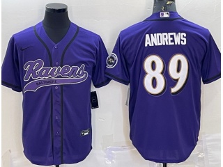 Baltimore Ravens #89 Mark Andrews Baseball Jersey Purple