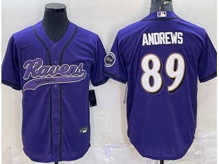 Baltimore Ravens #89 Mark Andrews Baseball Jersey Purple