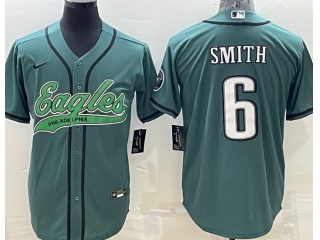 Philadelphia Eagles #6 DeVonta Smith Baseball Jersey Green 