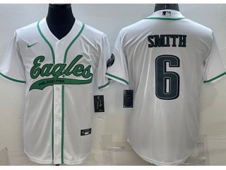 Philadelphia Eagles #6 DeVonta Smith Baseball Jersey White