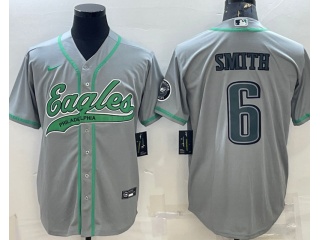 Philadelphia Eagles #6 DeVonta Smith Baseball Jersey Grey