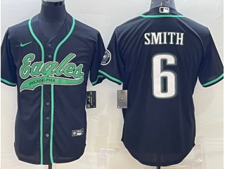 Philadelphia Eagles #6 DeVonta Smith Baseball Jersey Black 