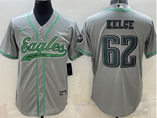 Philadelphia Eagles #62 Jason Kelce Baseball Jersey Grey 