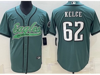 Philadelphia Eagles #62 Jason Kelce Baseball Jersey Green