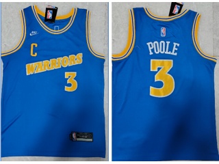 Nike Golden State Warriors #3 Jordan Poole Throwback Jersey Blue 