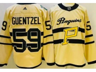 Adidas Pittsburgh Penguins #59 Jake Guentzel Classic Jersey Cream 