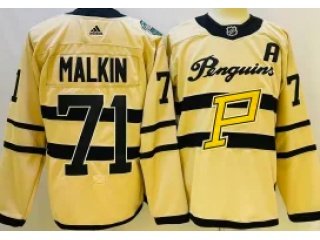 Adidas Pittsburgh Penguins #71 Evgeni Malkin Classic Jersey Cream 