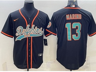 Miami Dolphins #13 Dan Marino Baseball Jersey Black