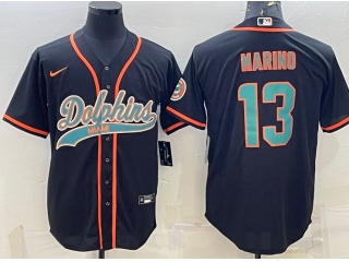 Miami Dolphins #13 Dan Marino Baseball Jersey Black 