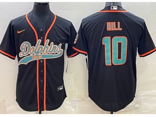 Miami Dolphins #10 Tyreek Hill Baseball Jersey Black