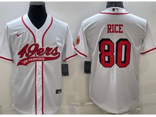 San Francisco 49ers #80 Jerry Rice Color Rush Baseball Jersey White