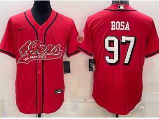 San Francisco 49ers #97 Nick Bosa Color Rush Baseball Jersey Red 