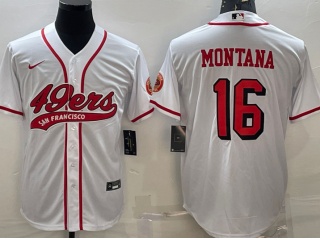 San Francisco 49ers #16 Joe Montana Color Rush Baseball Jersey White 