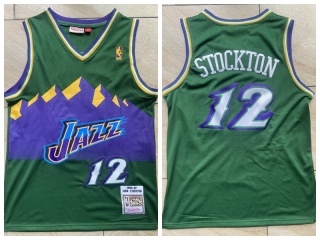 Utah Jazz #12 John Stockton Throwback Jersey Green
