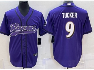 Baltimore Ravens #9 Justin Tucker Baseball Jersey Purple