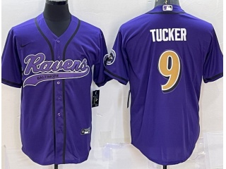 Baltimore Ravens #9 Justin Tucker Color Rush Baseball Jersey Purple