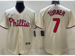 Nike Philadelphia Phillies #7 Trea Turner Cool Base Jersey Cream 