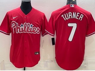  Nike Philadelphia Phillies #7 Trea Turner Cool Base Jersey Red