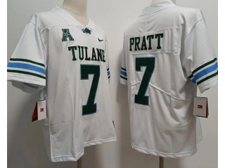 Tulane Green Wave #7 Michael Pratt Jersey White