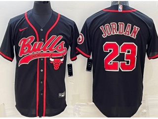 Chicago Bulls #23 Michael Jordan Baseball Jersey Black