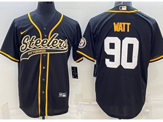 Pittsburgh Steelers #90 T.J. Watt Baseball Jersey Black