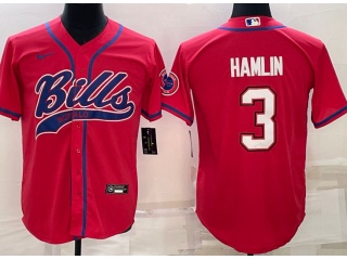 Buffalo Bills #3 Damar Hamlin Baseball Jersey Red 