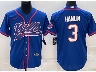 Buffalo Bills #3 Damar Hamlin Baseball Jersey Blue