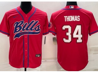 Buffalo Bills #34 Thurman Thomas Baseball Jersey Red