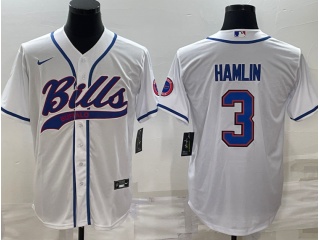 Buffalo Bills #3 Damar Hamlin Baseball Jersey White