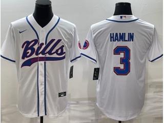 Buffalo Bills #3 Damar Hamlin Baseball Jersey White 