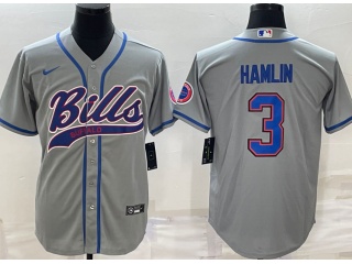 Buffalo Bills #3 Damar Hamlin Baseball Jersey Grey