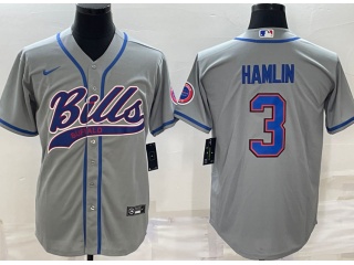 Buffalo Bills #3 Damar Hamlin Baseball Jersey Grey 