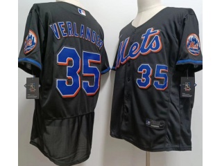 New York Mets #35 Justin Verlander Flexbase Jersey Black
