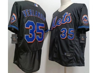 New York Mets #35 Justin Verlander Flexbase Jersey Black 