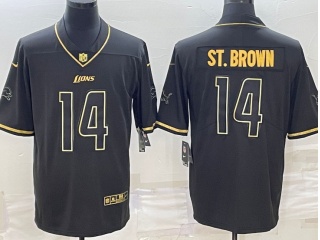 Detroit Lions #14 Amon-Ra St. Brown Limited Jersey Black Golden