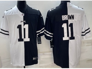 Philadelphia Eagles #11 Aj Brown Splite Jersey Black White