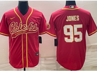 Kansas City Chiefs #95 Chris Jones Baseball Jersey Red