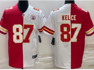 Kansas City Chiefs #87 Travis Kelce Spilt Jerseys Red White