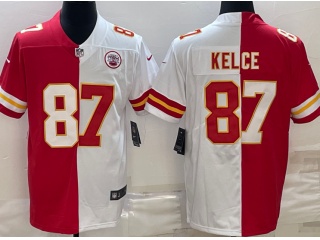 Kansas City Chiefs #87 Travis Kelce Spilt Jerseys Red White 