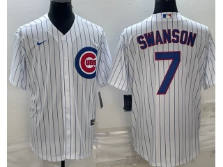 Nike Chicago Cubs #7 Dansby Swanson Cool Base Jersey White
