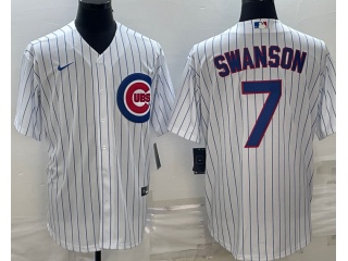 Nike Chicago Cubs #7 Dansby Swanson Cool Base Jersey White 