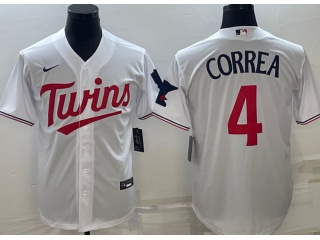 Nike Minnesota Twins #4 Carlos Correa With Red Twins Cool Base Jersey White