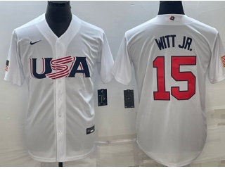 Team USA #15 Bobby Witt Jr. Jersey White